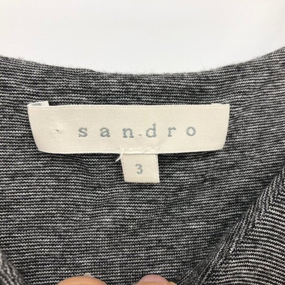 Sandro Heathered Grey Ruched Short Sleeve Jersey Mini  Dress size 8 / L - Picture 5 of 11